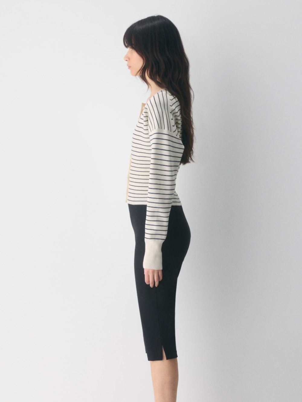 Aritzia Wilfred NWT Golightly Cardigan Light Birch/Admiral Size Medium - Picture 2 of 9